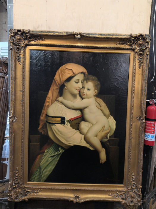 LARGE FRAMED GICLEE OF WOMAN HOLDING BABY