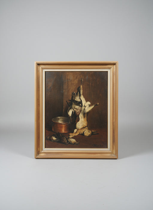 19TH CENTURY MORT GAME OIL PAINTING ON CANVAS