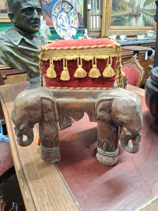 CARVED ELEPHANT OTTOMAN