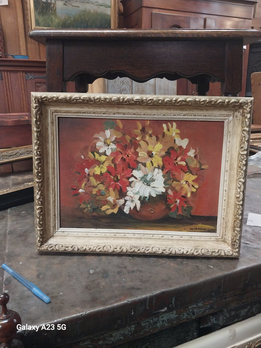SMALL FRAMED  FLORAL STILL LIFE SIGNED F. HERMAN