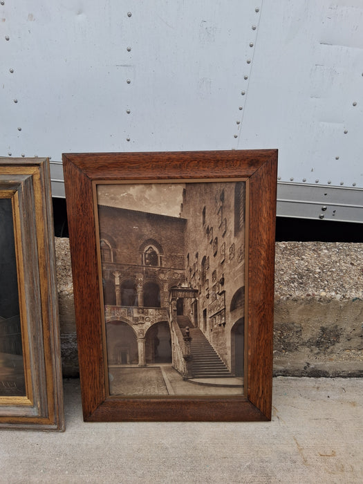 LARGE FRAMED LANDSCAPE OIL PAINTING WITH UNUSUAL LIGHTING