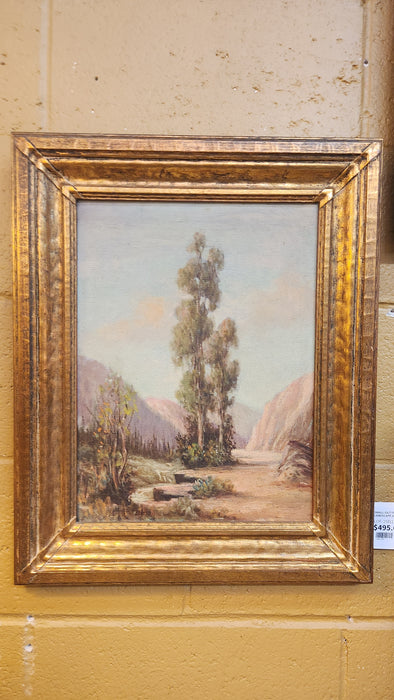 SMALL GILT FRAMED VERTCAL LANDSCAPE SIGNED HERBERT SARTELLE