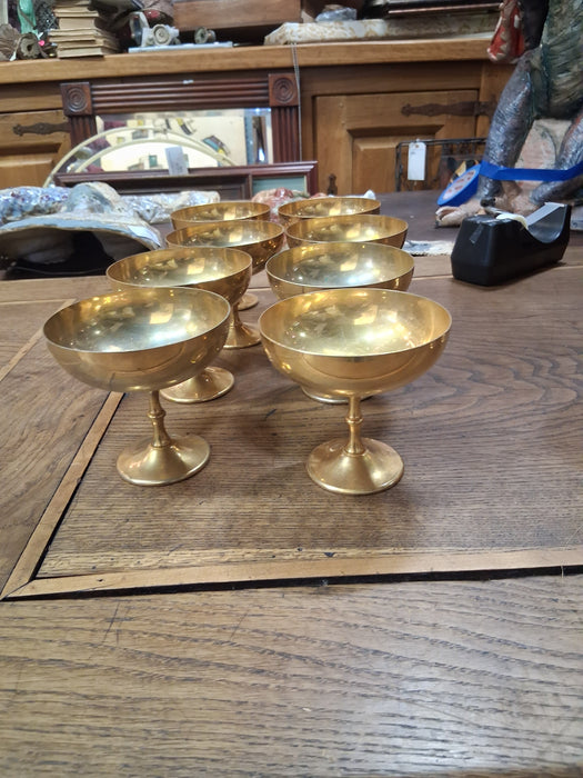 SET OF 8 BRASS LOW FOOTED SHERBETS