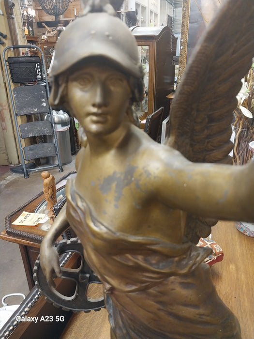 FRENCH WINGED WOMAN SPELTER STATUE