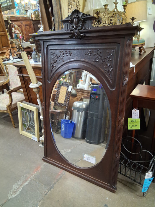 OVAL LOUIS XVI MIRROR OAK AS FOUND