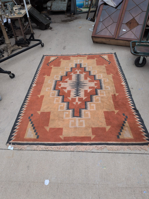 VINTAGE ORANGE AND GREEN SOUTHWEST RUG