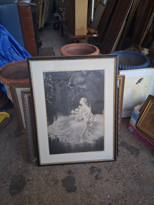 SIGNED ICART HAND COLORED ETCHING