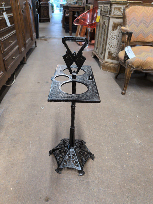 BLACK IRON ART DECO SMOKING STAND - AS FOUND