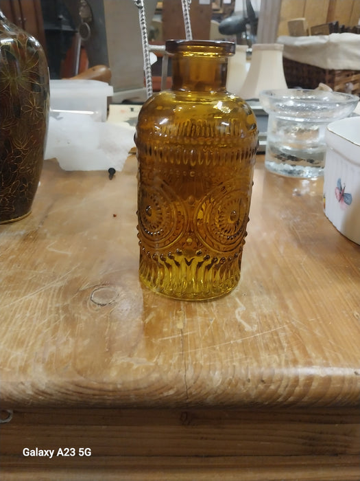 ORNATE AMBER BOTTLE