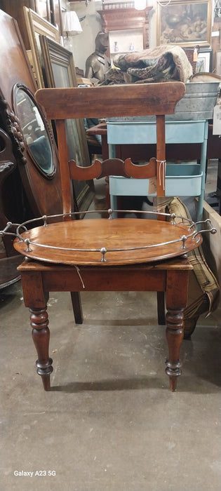 OVAL WOOD TRAY WITH INLAID SHELL