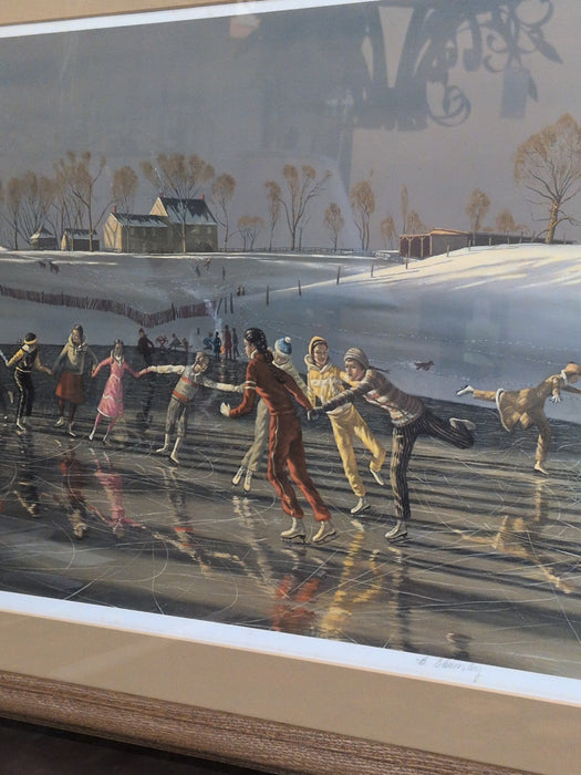 LARGE FRAMED PRINT OF SKATERS