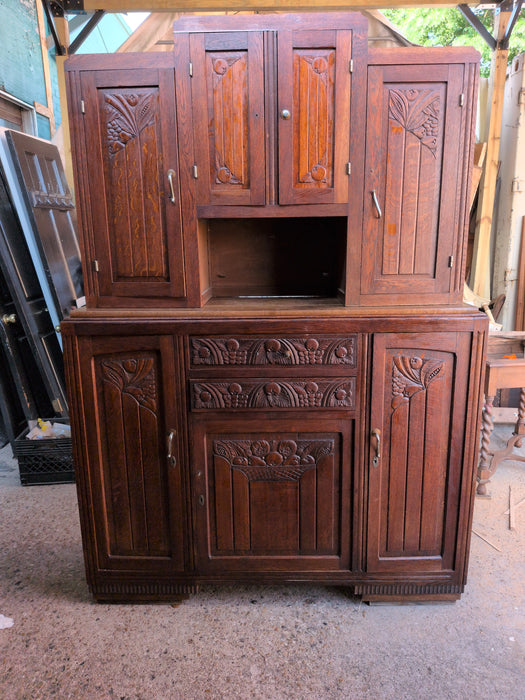 2 PIECE FRENCH DECO OAK SIDEBOARD - AS FOUND