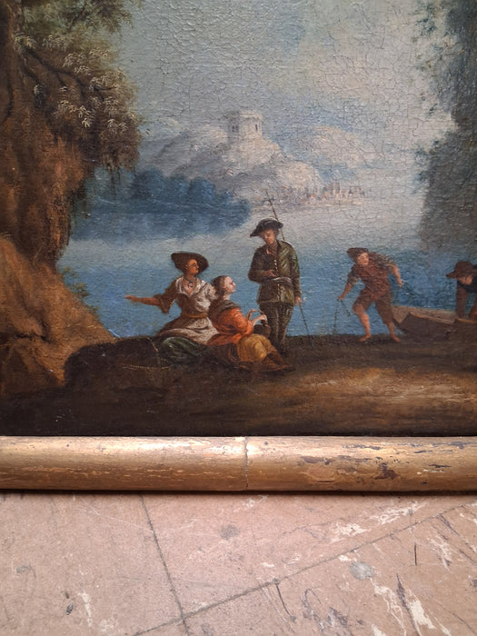 FRAMED 18TH CENTURY ITALIAN OIL PAINTING "THE GROTTO"