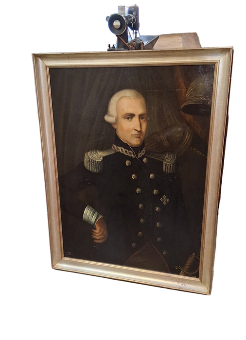 FRAMED OIL PAINTING PORTRAIT OF AN 18TH CENTURY SOLDIER