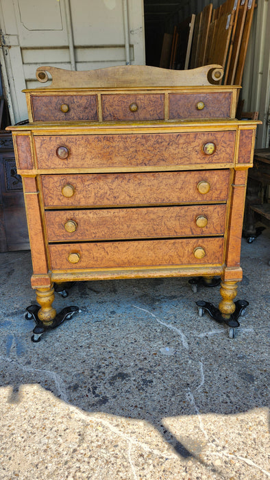 EARLY BURLED WOOD DRAWER CHEST