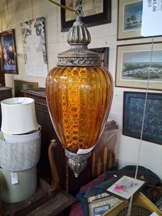 VINTAGE DARK GOLD TAPERED HANGING LIGHT