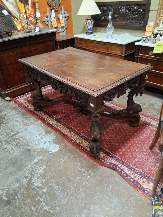 DRAGON CARVED LIBRARY TABLE