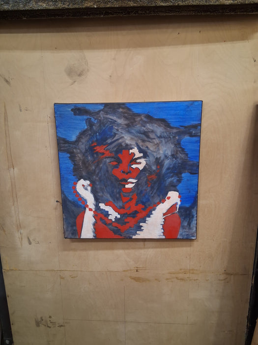 ABSTRACT BLUE AND RED PORTRAIT