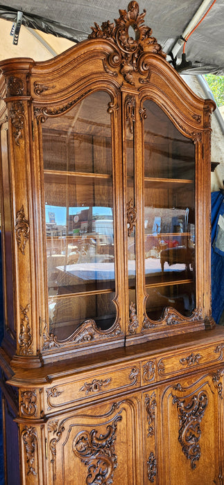 FRENCH OAK LIEGE STYLE CHINA CABINET