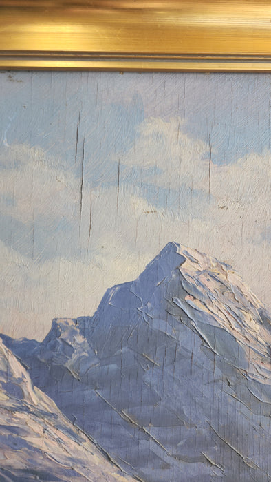 GILT FRAMED MOUNTAIN SCENE LANDSCAPE OIL PAINTING