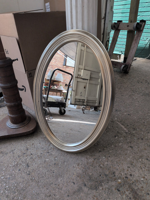 SILVER FRAMED OVAL MIRROR