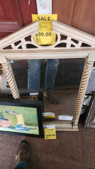 PAINTED WOOD MIRROR WITH TWIST COLUMNS