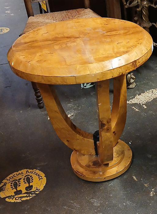 ROUND ART DECO  BIRDSEYE MAPLE SIDE TABLE