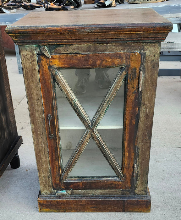 SMALL GLASS DOOR CABINET WITH X MULLIONS