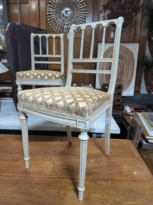 PAIR OF PETITE WHITE ARCHED BOUDAIR CHAIRS