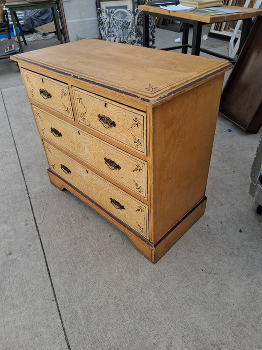 SMALL 19TH CENTURY ENGLISH FAUX GRAIN 4 DRAWER CHEST