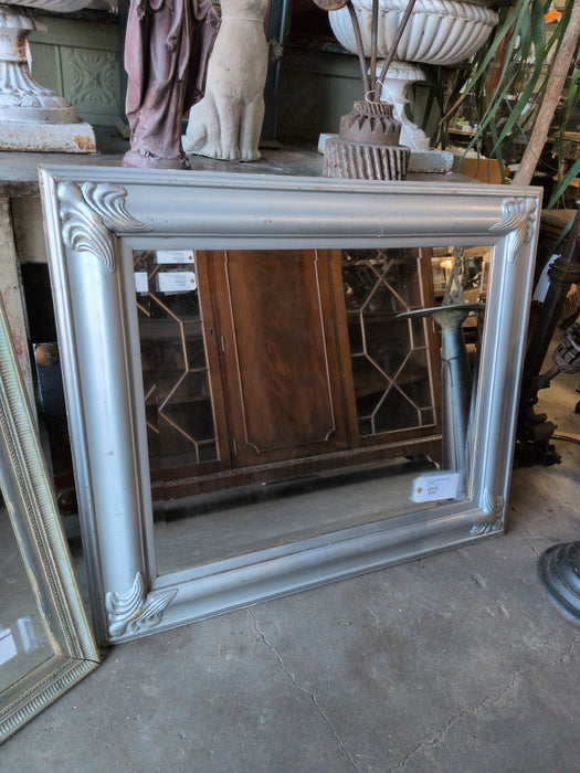SILVER FRAMED BEVELED MIRROR