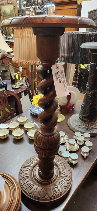 OAK OPEN BARLEY TWIST PEDESTAL WITH MELON BALL