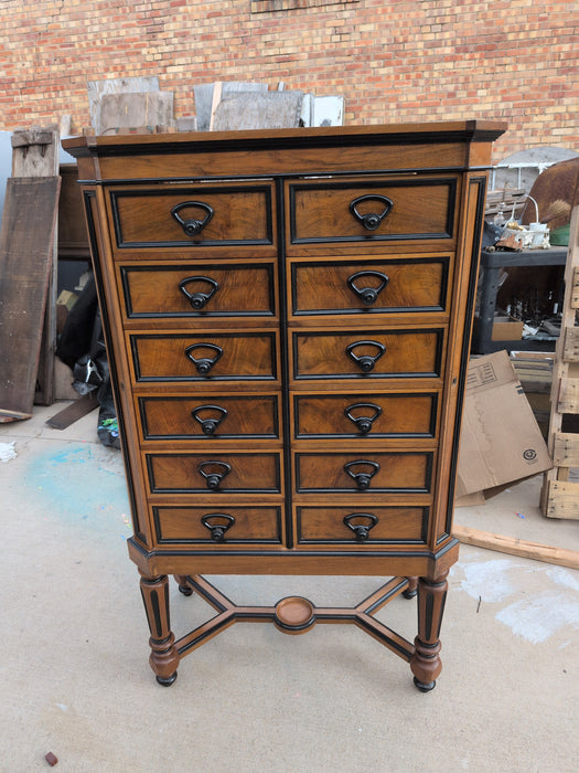 WALNUT BIEDERMIER FIGURED EBONY TRIMMED SPECIMEN CABINET