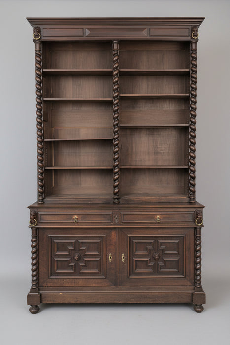 HENRI II OPEN OAK BARLEY TWIST BOOKCASE
