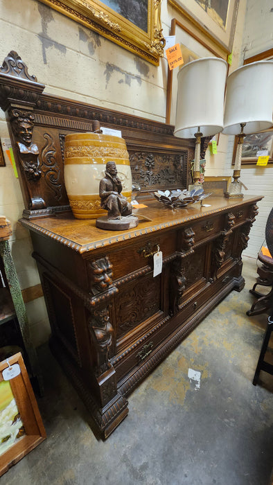 CARVED OAK 1880'S SIDEBOARD