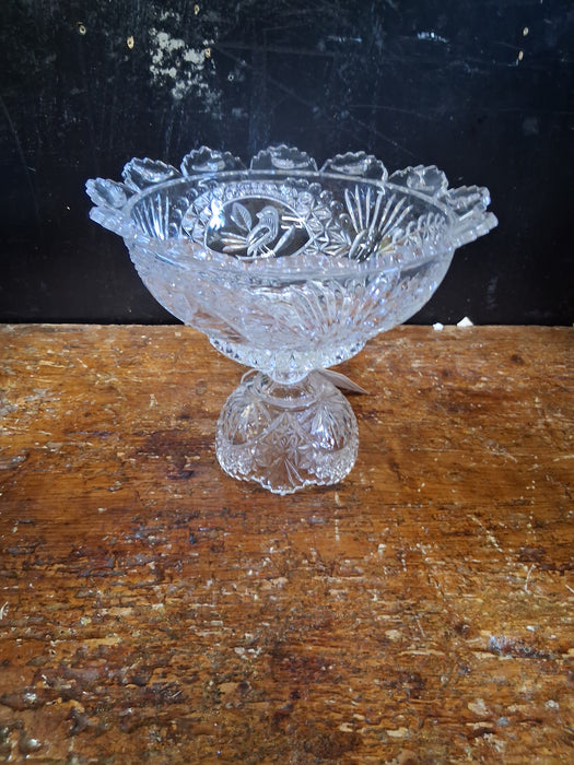 CRYSTAL COMPOTE WITH BIRD