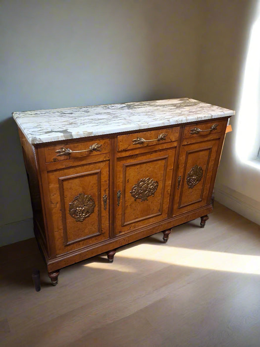 FRENCH 1920s BURLED MARBLE TOP SERVER