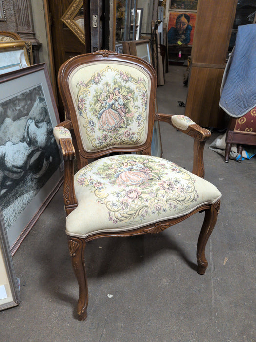 LOUIS XV TAPESTRY FABRIC CHAIR - AS FOUND