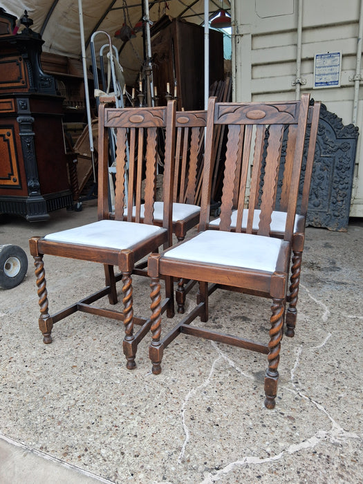 SET OF 4 ENGLISH BARLEY TWIST CHAIRS