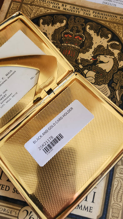 BLACK AND GOLD CARD HOLDER
