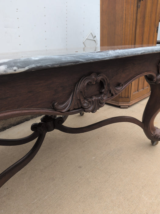 LARGE MARBLE TOP LIBRARY TABLE