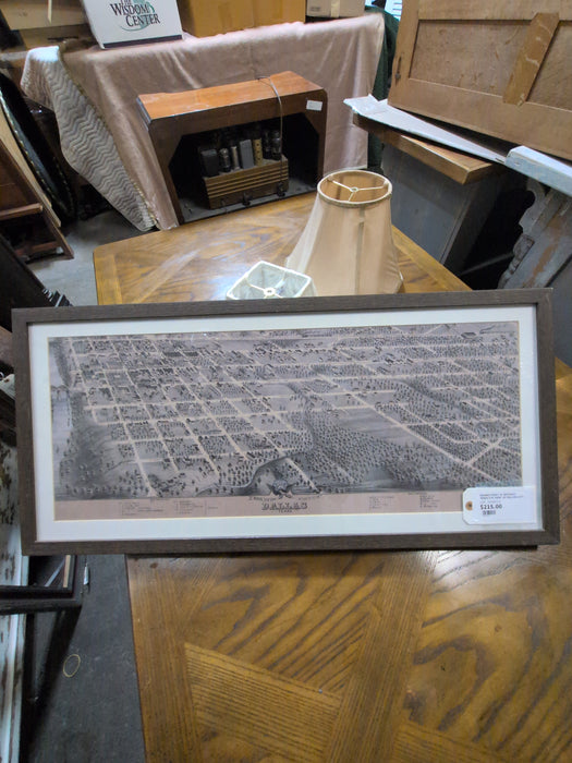 FRAMED PRINT OF BROSIUS' "BIRDS EYE VIEW" OF DALLAS CITY