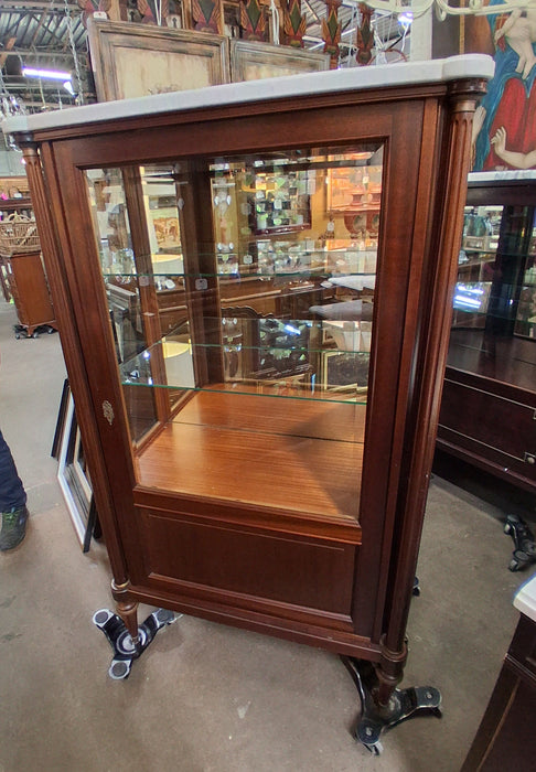 SINGLE DOOR LOUIS XVI MARBLE TOP VITRINE