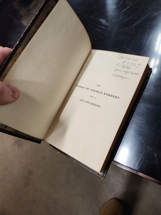 AS FOUND BOOK BY GEORGE HERBERT  THE REMAINS OF THE SWEET SINGER OF THE TEMPLE