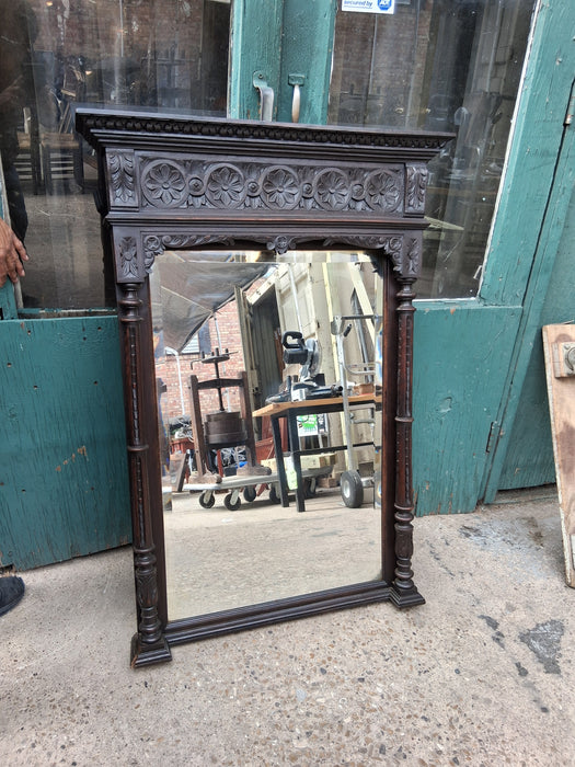 BRITTIANY CARVED DARK OAK MIRROR WITH FLORETTES