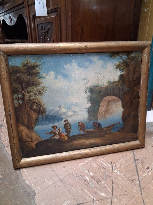 FRAMED 18TH CENTURY ITALIAN OIL PAINTING "THE GROTTO"