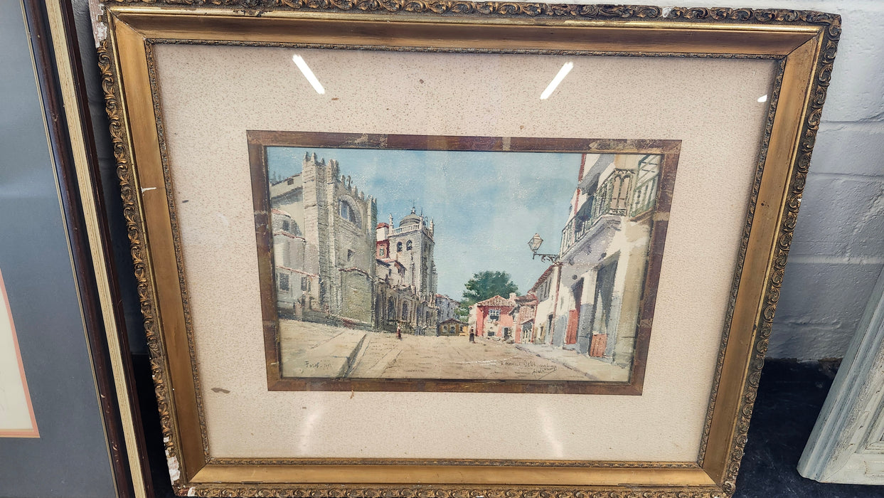 COLORFUL STREET SCENE WATERCOLOR