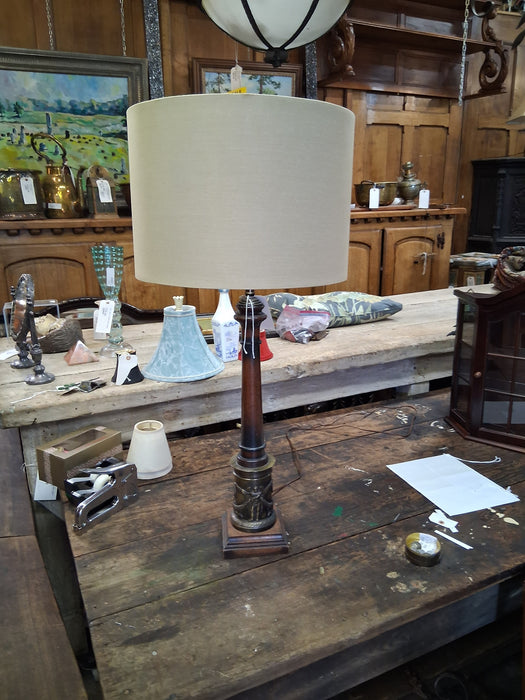 METAL & WOOD TALL TABLE LAMP