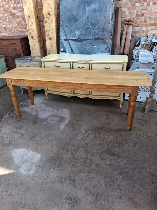 NARROW PINE WAXED TABLE WITH BREAD BOARD ENDS