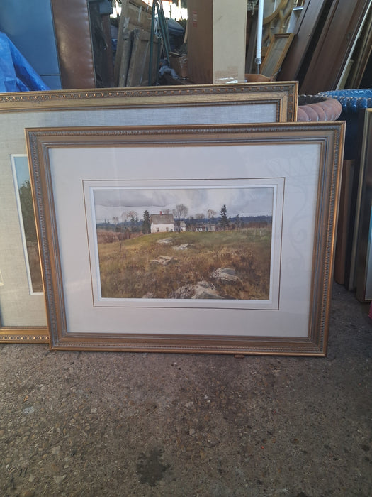 FRAMED WATERCOLOR OF A WHITE HOUSE BY PAUL STIRSIK